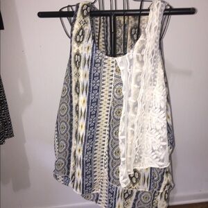 Energé size large boho sleeveless southwest print lace hippie comfy casual‎